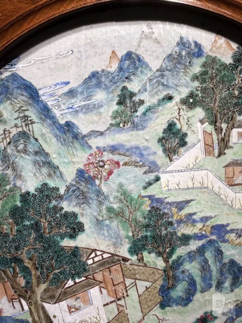清乾隆 粉彩“渔樵耕读”图圆形瓷板 - 图11